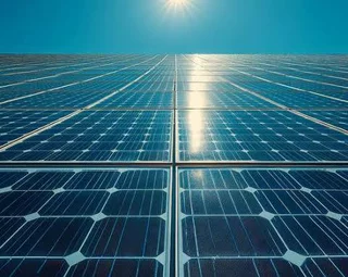 Saubere Solarmodule im Sonnenlicht